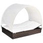 vidaXL Tumbona doble con toldo ratán sintético marrón vidaXL Tumbona doble con toldo ratán sintético marrón
