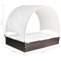 vidaXL Tumbona doble con toldo ratán sintético marrón vidaXL Tumbona doble con toldo ratán sintético marrón