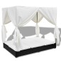 vidaXL Tumbona con cortinas de ratán sintético negro vidaXL Tumbona con cortinas de ratán sintético negro