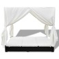 vidaXL Tumbona con cortinas de ratán sintético negro vidaXL Tumbona con cortinas de ratán sintético negro