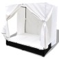vidaXL Tumbona con cortinas de ratán sintético negro vidaXL Tumbona con cortinas de ratán sintético negro