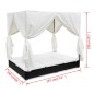 vidaXL Tumbona con cortinas de ratán sintético negro vidaXL Tumbona con cortinas de ratán sintético negro