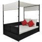 vidaXL Cama de jardín con toldo ratán sintético negro 190x130 cm vidaXL Cama de jardín con toldo ratán sintético negro 190x130 cm