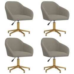vidaXL Sillas de comedor giratorias 4 uds de terciopelo gris claro