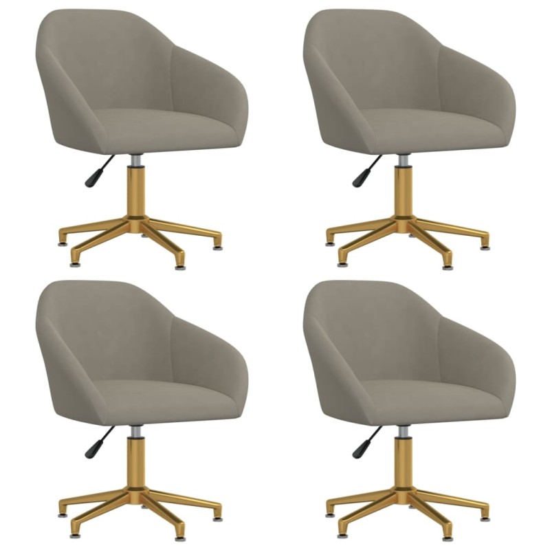 vidaXL Sillas de comedor giratorias 4 uds de terciopelo gris claro vidaXL Sillas de comedor giratorias 4 uds de terciopelo gris claro