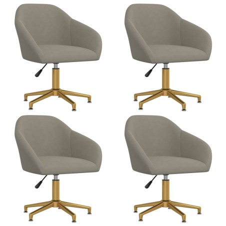 vidaXL Sillas de comedor giratorias 4 uds de terciopelo gris claro