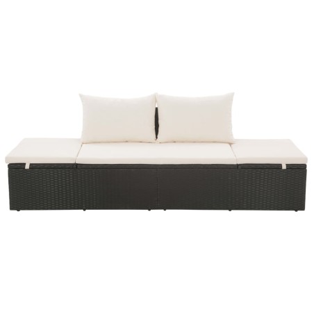 vidaXL Cama de jardín 195x60 cm ratán sintético negro