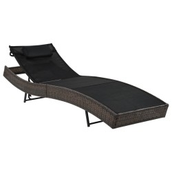 vidaXL Tumbona de jardín con cojín ratán sintético marrón