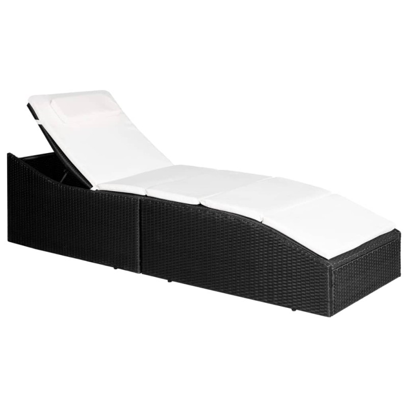 vidaXL Tumbona con cojín ratán sintético negro vidaXL Tumbona con cojín ratán sintético negro