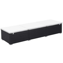 vidaXL Tumbona con cojín ratán sintético negro