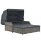 vidaXL Tumbona para 2 personas con toldo ratán sintético gris vidaXL Tumbona para 2 personas con toldo ratán sintético gris
