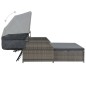 vidaXL Tumbona para 2 personas con toldo ratán sintético gris vidaXL Tumbona para 2 personas con toldo ratán sintético gris