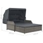 vidaXL Tumbona para 2 personas con toldo ratán sintético gris vidaXL Tumbona para 2 personas con toldo ratán sintético gris