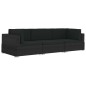 vidaXL Set de sofás de jardín 3 piezas y cojines ratán sintético negro vidaXL Set de sofás de jardín 3 piezas y cojines ratán sintético negro