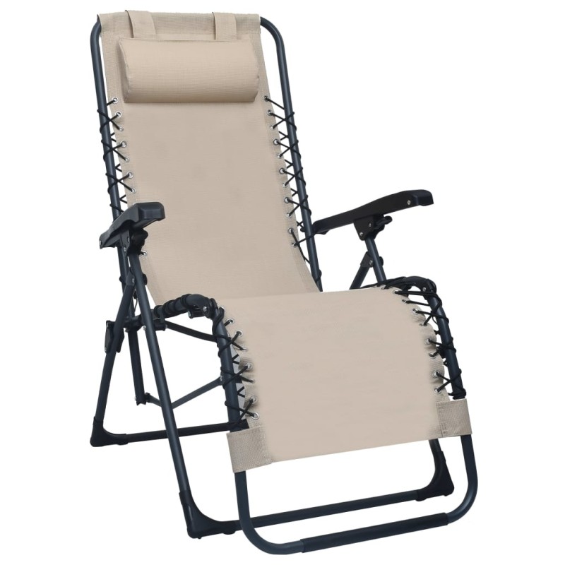 vidaXL Tumbona plegable de textilene color crema vidaXL Tumbona plegable de textilene color crema