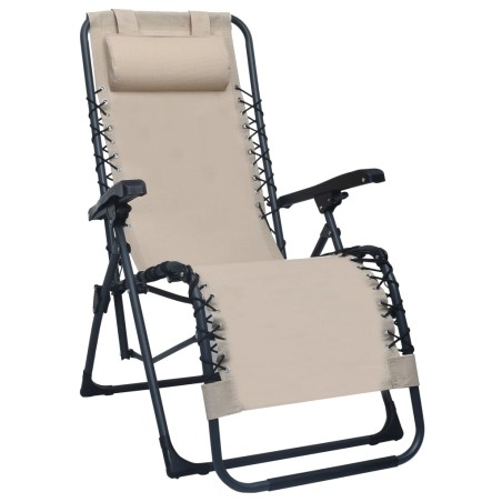 vidaXL Tumbona plegable de textilene color crema