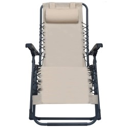 vidaXL Tumbona plegable de textilene color crema