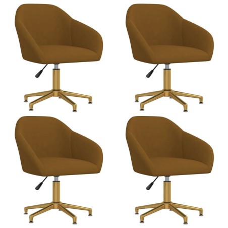 vidaXL Sillas de comedor giratorias 4 uds terciopelo marrón