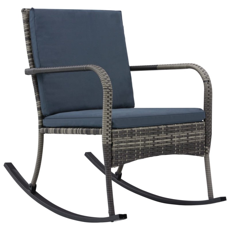 vidaXL Silla mecedora para jardín de ratán sintético gris antracita vidaXL Silla mecedora para jardín de ratán sintético gris antracita