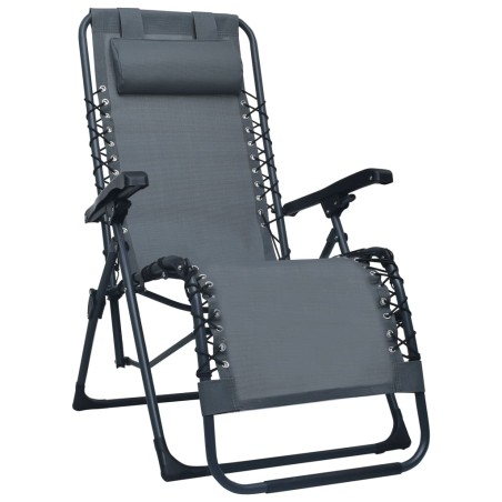vidaXL Tumbona plegable de textilene gris