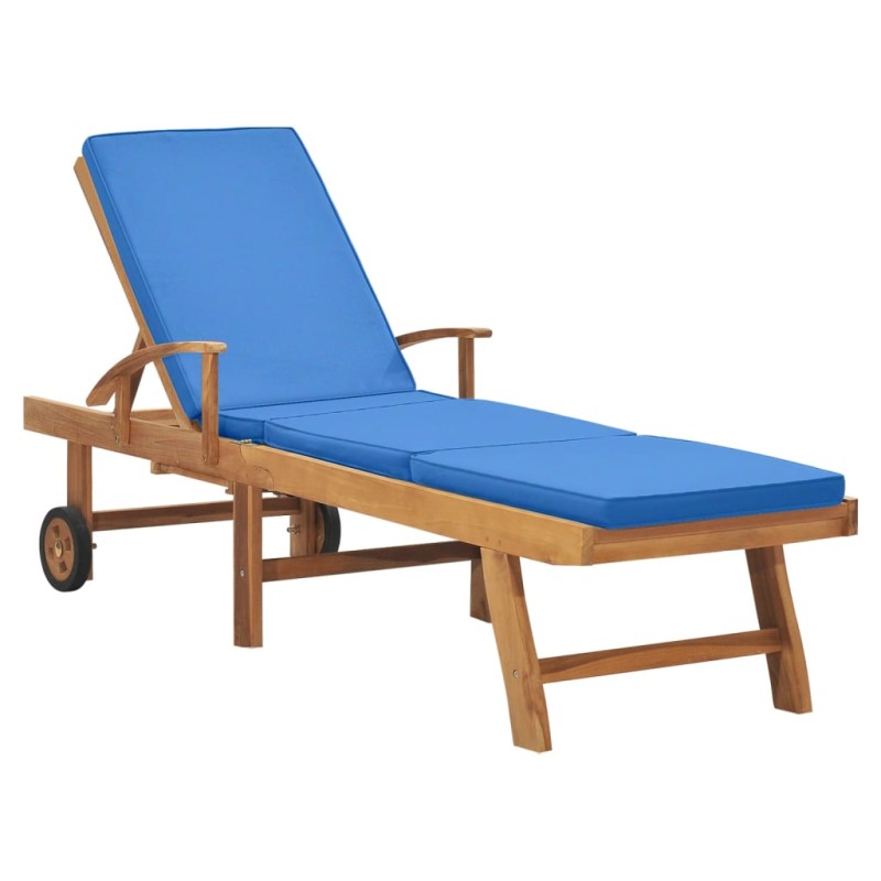 vidaXL Tumbona con cojín madera maciza de teca azul vidaXL Tumbona con cojín madera maciza de teca azul