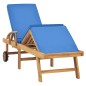 vidaXL Tumbona con cojín madera maciza de teca azul vidaXL Tumbona con cojín madera maciza de teca azul