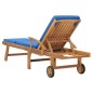 vidaXL Tumbona con cojín madera maciza de teca azul vidaXL Tumbona con cojín madera maciza de teca azul