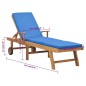 vidaXL Tumbona con cojín madera maciza de teca azul vidaXL Tumbona con cojín madera maciza de teca azul