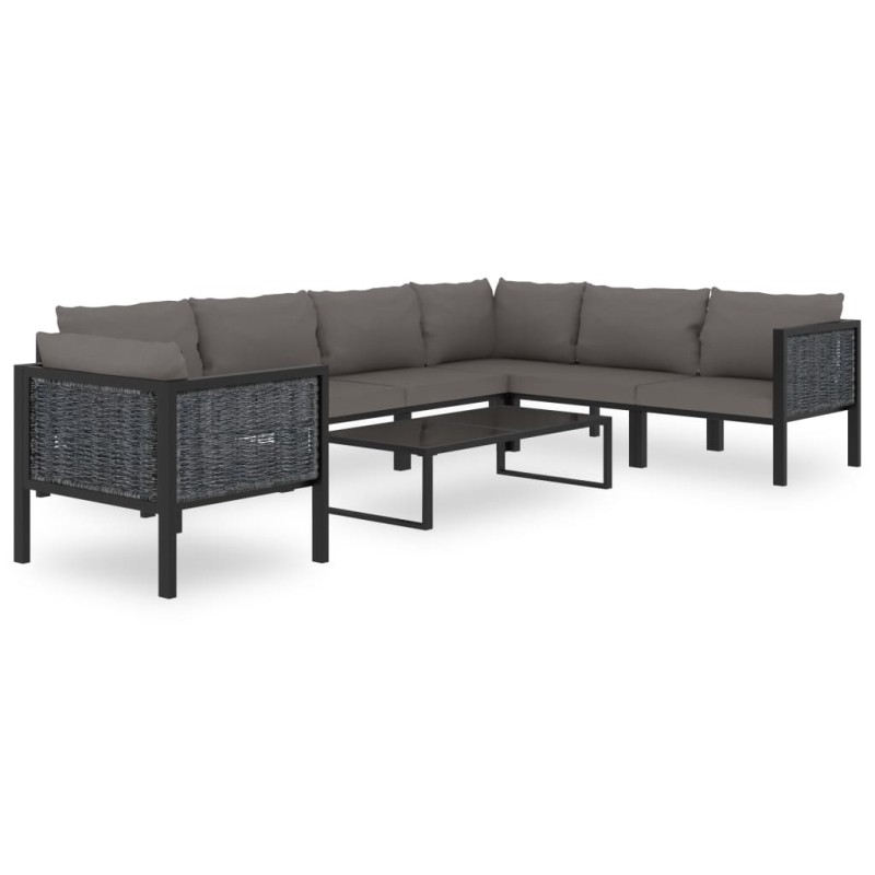 vidaXL Muebles de jardín 8 pzas y cojines ratán sintético antracita vidaXL Muebles de jardín 8 pzas y cojines ratán sintético antracita