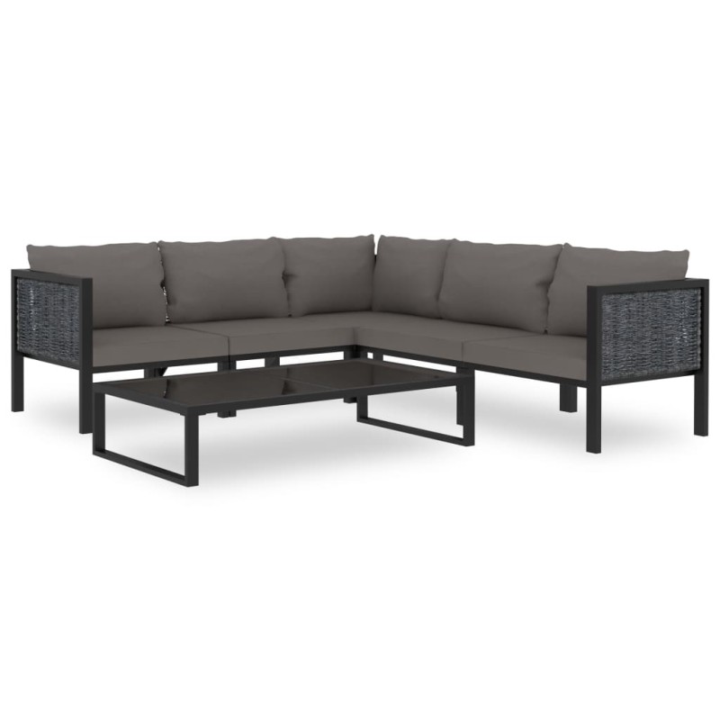 vidaXL Muebles de jardín 6 pzas y cojines ratán sintético antracita