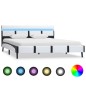 vidaXL Estructura de cama con LED cuero sintético blanco 140x200 cm vidaXL Estructura de cama con LED cuero sintético blanco 140x200 cm