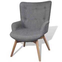 vidaXL Sillón con taburete reposapiés tela gris