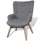 vidaXL Sillón con taburete reposapiés tela gris