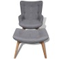 vidaXL Sillón con taburete reposapiés tela gris
