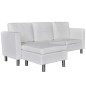 vidaXL Sofá seccional 3 plazas cuero artificial blanco vidaXL Sofá seccional 3 plazas cuero artificial blanco