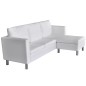 vidaXL Sofá seccional 3 plazas cuero artificial blanco vidaXL Sofá seccional 3 plazas cuero artificial blanco