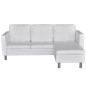 vidaXL Sofá seccional 3 plazas cuero artificial blanco vidaXL Sofá seccional 3 plazas cuero artificial blanco