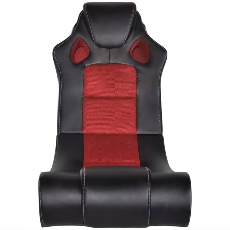 vidaXL Mecedora con música de cuero sintético negro y rojo