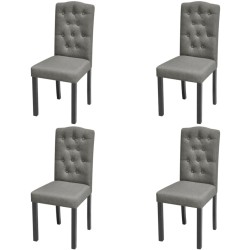 vidaXL Sillas de comedor giratorias 4 unidades tela gris