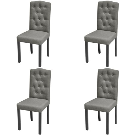 vidaXL Sillas de comedor giratorias 4 unidades tela gris