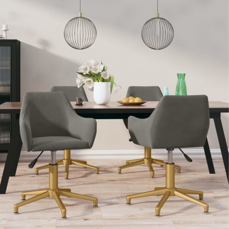 vidaXL Sillas de comedor giratorias 4 unidades terciopelo gris oscuro vidaXL Sillas de comedor giratorias 4 unidades terciopelo gris oscuro