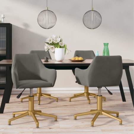 vidaXL Sillas de comedor giratorias 4 unidades terciopelo gris oscuro