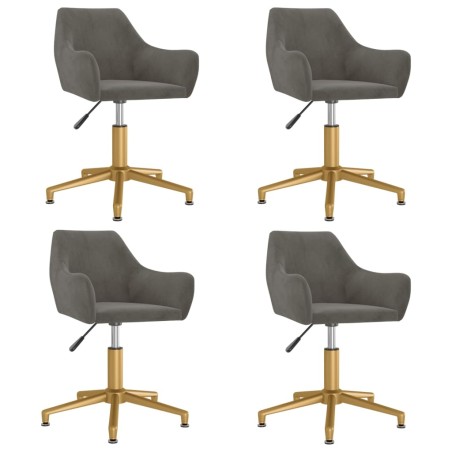 vidaXL Sillas de comedor giratorias 4 unidades terciopelo gris oscuro