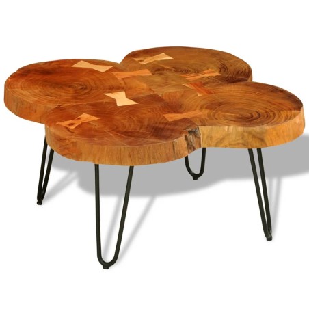 vidaXL Mesa de centro de 4 troncos madera maciza de sheesham 35 cm