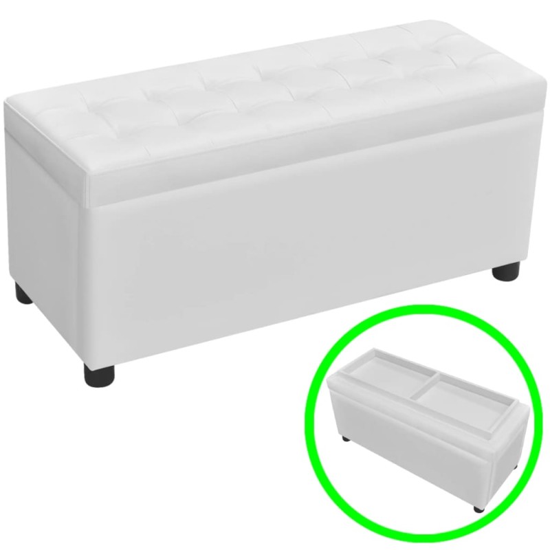vidaXL Otomana de almacenamiento de cuero artificial blanco vidaXL Otomana de almacenamiento de cuero artificial blanco