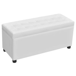 vidaXL Otomana de almacenamiento de cuero artificial blanco