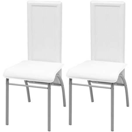 vidaXL Sillas de comedor 2 unidades cuero sintético blanco
