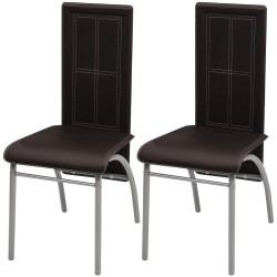 vidaXL Sillas de comedor 2 unidades cuero sintético marrón