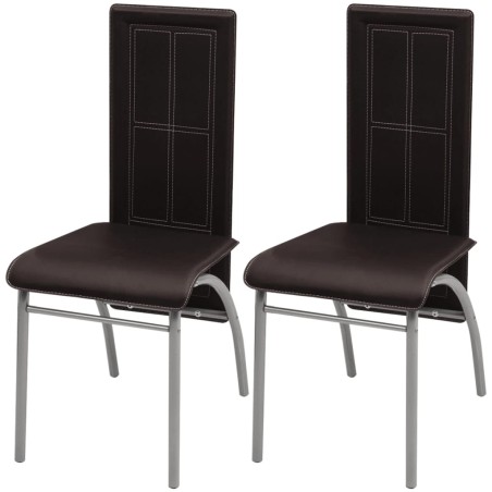 vidaXL Sillas de comedor 2 unidades cuero sintético marrón