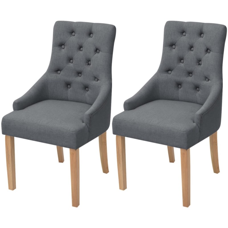 vidaXL Sillas de comedor 2 unidades tela gris oscuro vidaXL Sillas de comedor 2 unidades tela gris oscuro